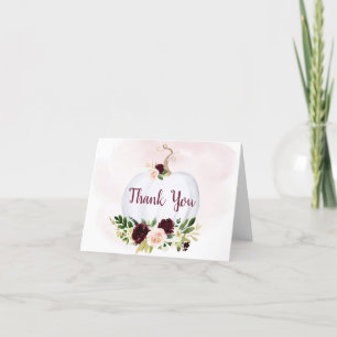Fall Pumpkin Rosa Burgundy Guld Baby Shower Tack Kort