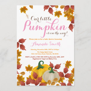 Fall Pumpkin Rosa Girl Baby Shower-inbjudan Inbjudningar