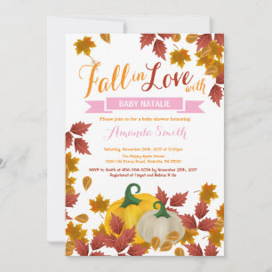 Fall Pumpkin Rosa Girl Baby Shower-inbjudan Inbjudningar