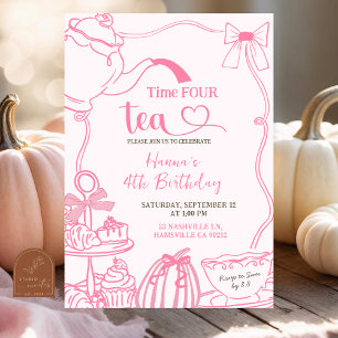 Fall Pumpkin ROSA Scribble Hand plockade Time FYUR Inbjudningar