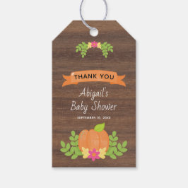 Fall Pumpkin Rustic Baby Shower Tack Presentetikett