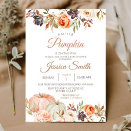 Fall Pumpkin Rustic Blommigt Baby Shower Inbjudningar