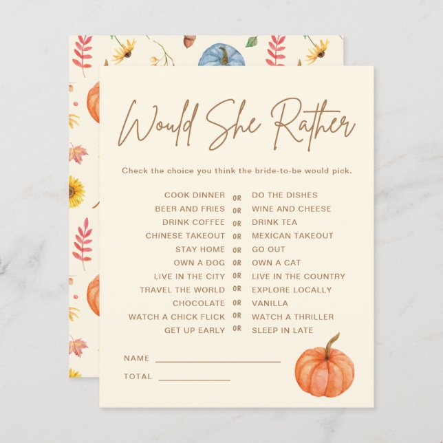 Fall Pumpkin, skulle hon vara Möhippa Game? (Fram/baksida)