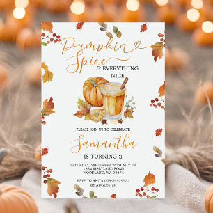 Fall Pumpkin Spice & All Nice 2:a födelsedagen Inbjudningar