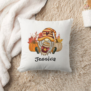 Fall Pumpkin Spice Gnome med Namn Kudde