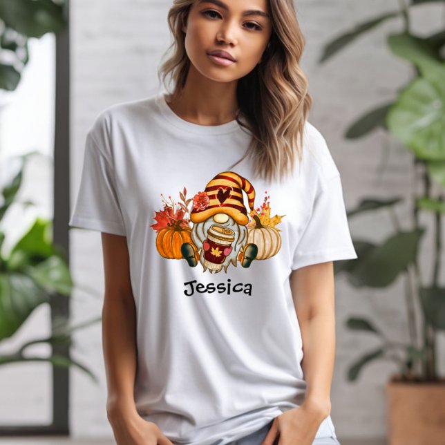 Fall Pumpkin Spice Gnome Womans T-Shirt (Skapare uppladdad)