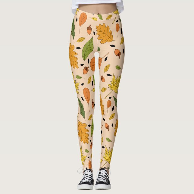 Fall Pumpkin Spice Halloween Thanksgiving Harvest Leggings (Framsida)