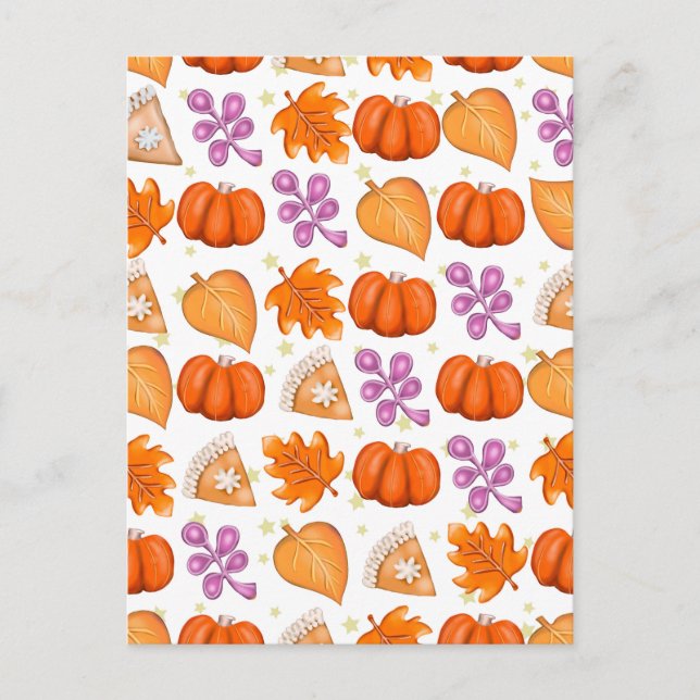 Fall Pumpkin Spice Halloween Thanksgiving Pumpkins Vykort (Framsida)