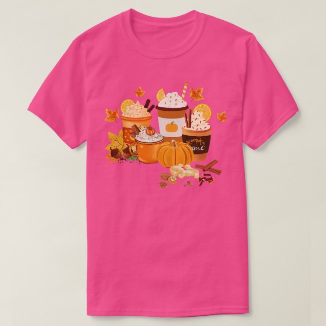 Fall Pumpkin Spice och Coffee Älskare T Shirt (Design framsida)