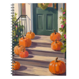Fall Pumpkin Stoop | Autumn Thanksgiving Painted Anteckningsbok