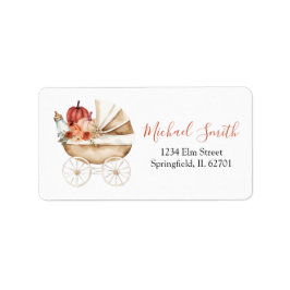 Fall Pumpkin Stroller Floral Baby Shower Address Adressetikett