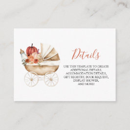 Fall Pumpkin Stroller Floral Baby Shower Detail Tilläggskort