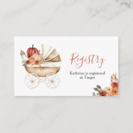 Fall Pumpkin Stroller Floral Baby Shower Registry Tilläggskort