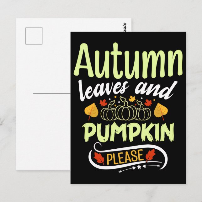 Fall Pumpkin T-Shirt, höstfälla, 2025 Vykort (Fram/baksida)