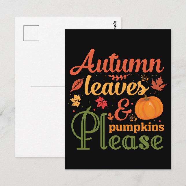 Fall Pumpkin T-Shirt, höstfälla, 2025 Vykort (Fram/baksida)