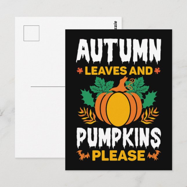 Fall Pumpkin T-Shirt, höstfälla, 2025 Vykort (Fram/baksida)