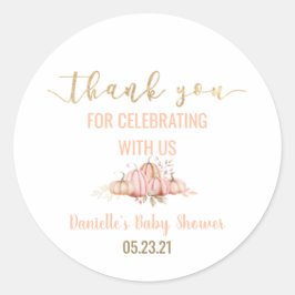 Fall Pumpkin Tack Baby Shower-favoritetikett Runt Klistermärke