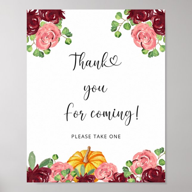 Fall pumpkin Tack för att du kom Poster (Framsidan)