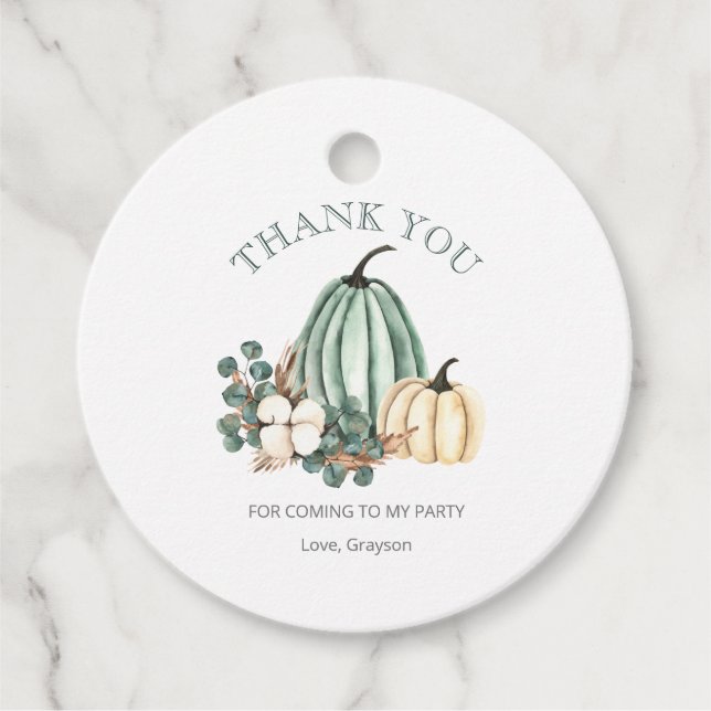 Fall Pumpkin Tack Gåvor Etiketter (Framsida)