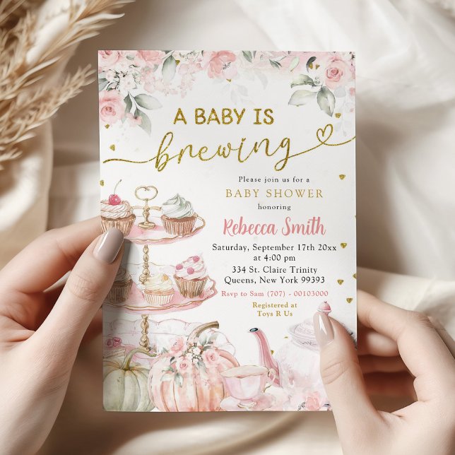 Fall Pumpkin Tea Party Baby andas babyskor Inbjudningar (Skapare uppladdad)