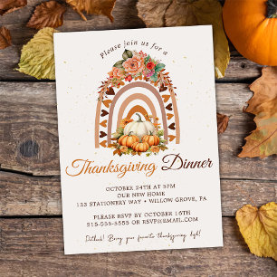 Fall Pumpkin Thanksgiving Middag Party Inbjudningar