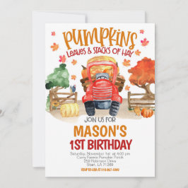 Fall Pumpkin Tractor Birthday Inbjudningar