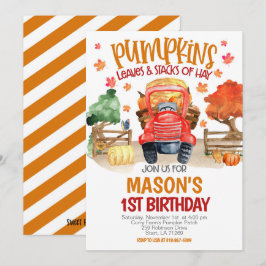 Fall Pumpkin Tractor Birthday Inbjudningar