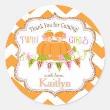 Fall Pumpkin Twin Girls Guld Glitter Baby Shower