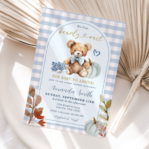 Fall Pumpkin Vi kan barly Wait Bear Baby Shower Inbjudningar