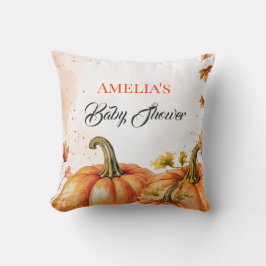 Fall Pumpkin Watercolor Baby Shower Kudde