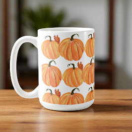 Fall Pumpkin Watercolor Höst löv Mönster Kaffemugg