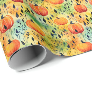 Fall Pumpkin Watercolor Mönster Presentpapper