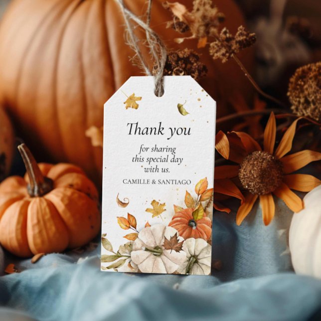 Fall Pumpkin Wedding Favor-Märkre Presentetikett (Rustic Fall Wedding Thank you Tags)
