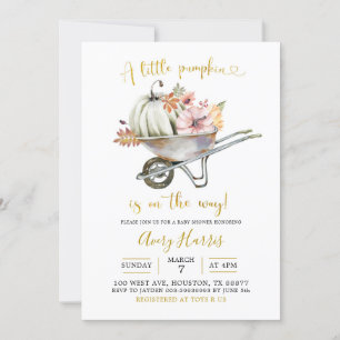 Fall Pumpkin Wheelbarrow Baby Shower-inbjudan Inbjudningar