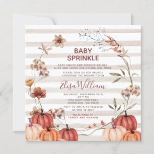 Fall Pumpkin Wildblommle Rand Baby Sprinkle Inbjudningar