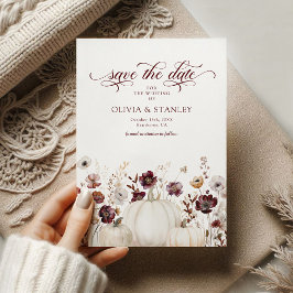 Fall Pumpkin Wildblommor Bröllop spara datum Spara Datumet
