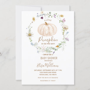Fall Pumpkin Wildbloms är på väg som Baby Shower Inbjudningar