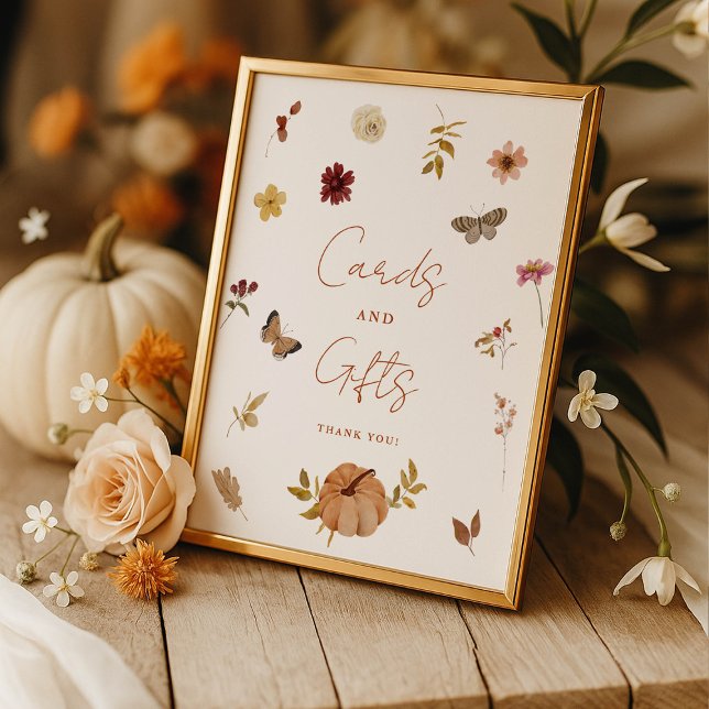 Fall Pumpkin Wildflower Cards and Gifts Sign  Poster (Skapare uppladdad)