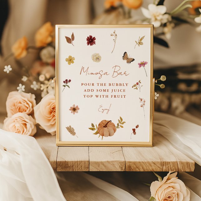 Fall Pumpkin Wildflower Mimosa Bar Sign  Poster (Skapare uppladdad)