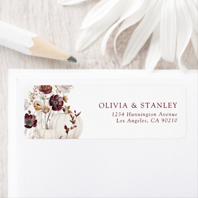 Fall Pumpkin Wildflower Returadress Etikett (Insitu)