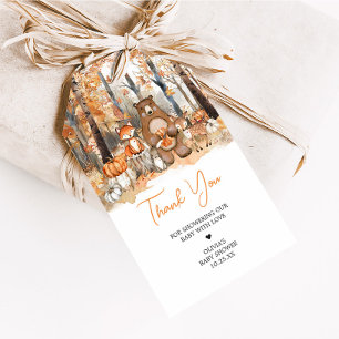 Fall Pumpkin Woodland Animals Baby favorittaggar Presentetikett