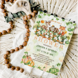 Fall Pumpkin Woodland Animals Baby Shower Inbjudningar