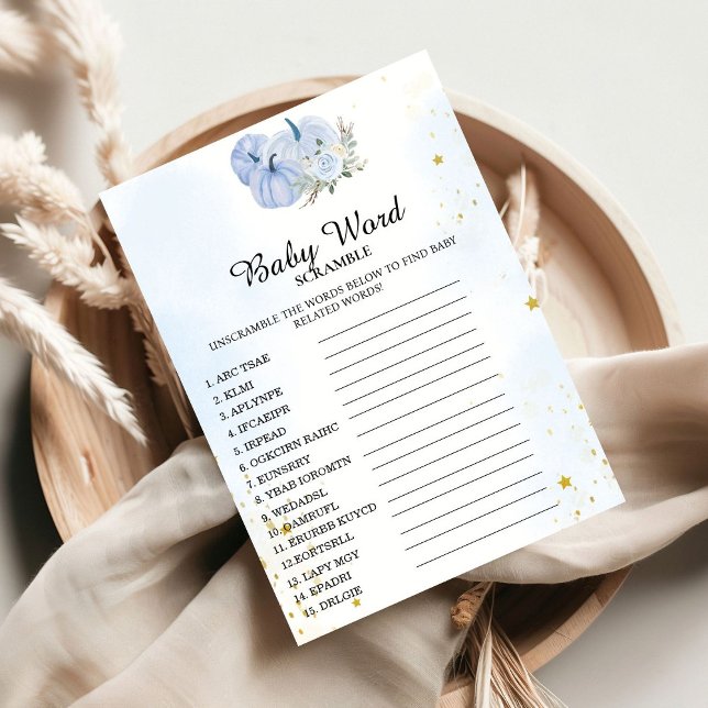 Fall Pumpkin Word Scramble Baby Shower Game Card Inbjudningar (Skapare uppladdad)