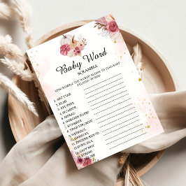 Fall Pumpkin Word Scramble Baby Shower Game Card Inbjudningar