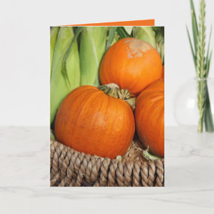 Fall Pumpkins and Stalks of Maj i Basket Kort