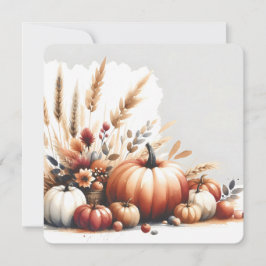 Fall Pumpkins and Wheat Autumn Illustration Inbjudningar