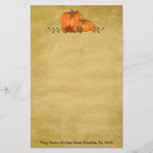 Fall Pumpkins Anpassningsbar Stationery Brevpapper (Framsida)