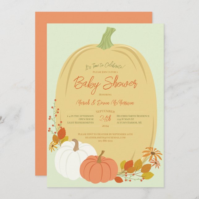 Fall Pumpkins Baby Shower-inbjudningar Inbjudningar (Fram/baksida)