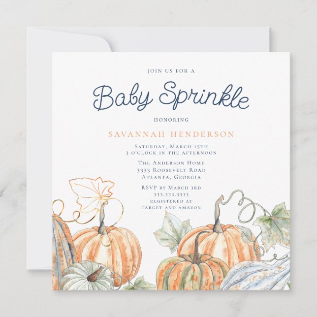 Fall Pumpkins Baby Sprinkle Inbjudningar (Framsida)
