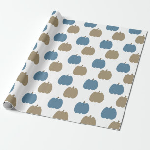 Fall Pumpkins Blue Beige Presentpapper